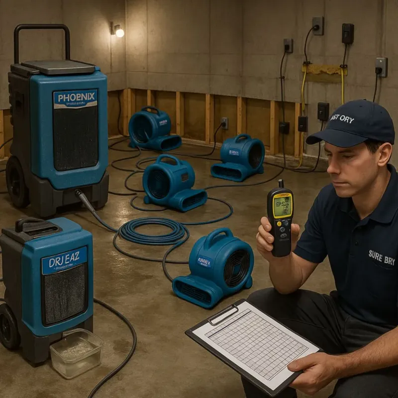 Structural Drying and Dehumidification process in Woodbury Center, CT